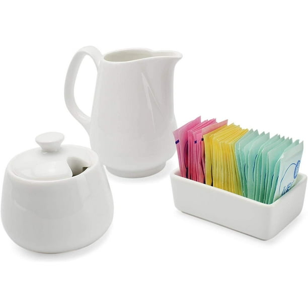 Milk Carton Shaped White Ceramic Cream Jug and Sugar Bowl Darware Sugar and Creamer Set 